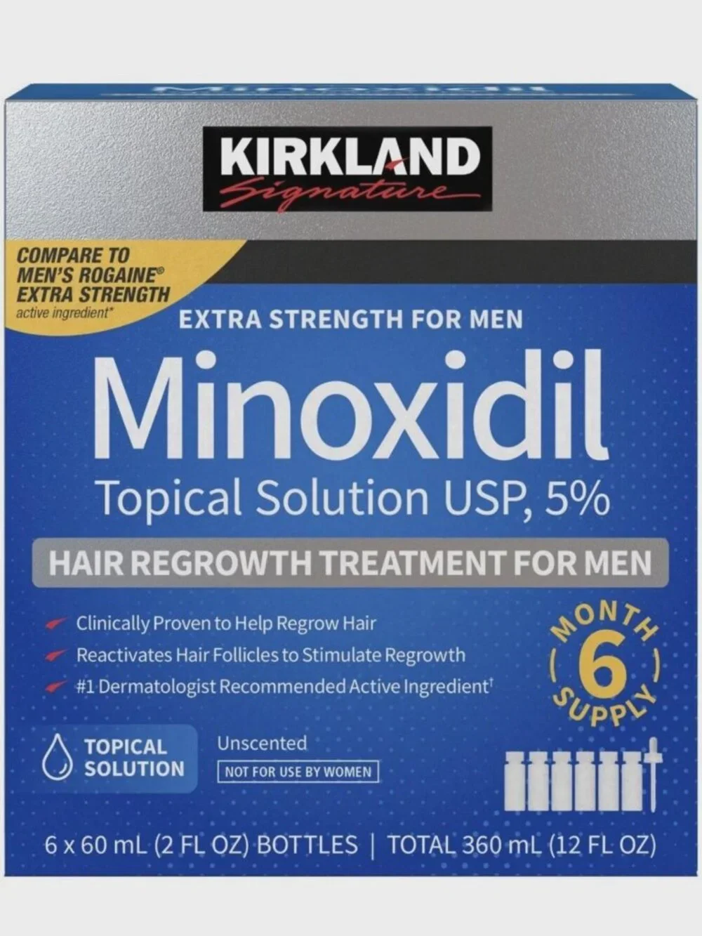 Minoxidil Oil 5% Extra Strength Hair Regrowth Solution for Men 6 Month Supply